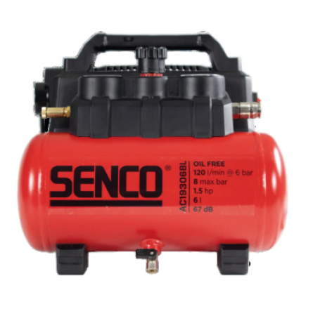Compresseur Senco AC19306BL 8 bars 6 l sans huile, insonorisé